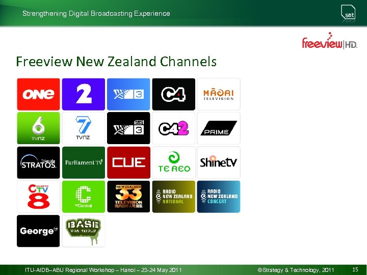 Strengthening Digital Broadcasting Experience Freeview New Zealand Channels ITU-AIDB–ABU Regional Workshop – Hanoi –