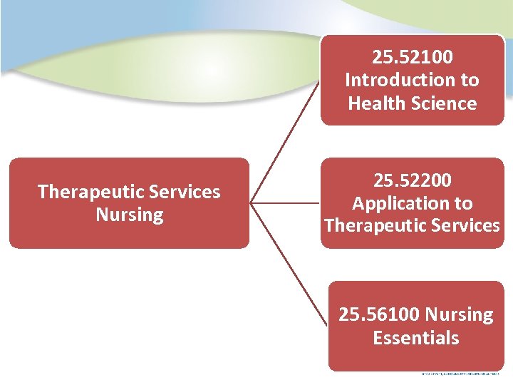 25. 52100 Introduction to Health Science Therapeutic Services Nursing 25. 52200 Application to Therapeutic