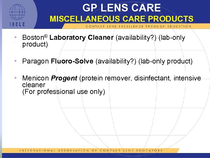 GP LENS CARE MISCELLANEOUS CARE PRODUCTS • Boston® Laboratory Cleaner (availability? ) (lab-only product)