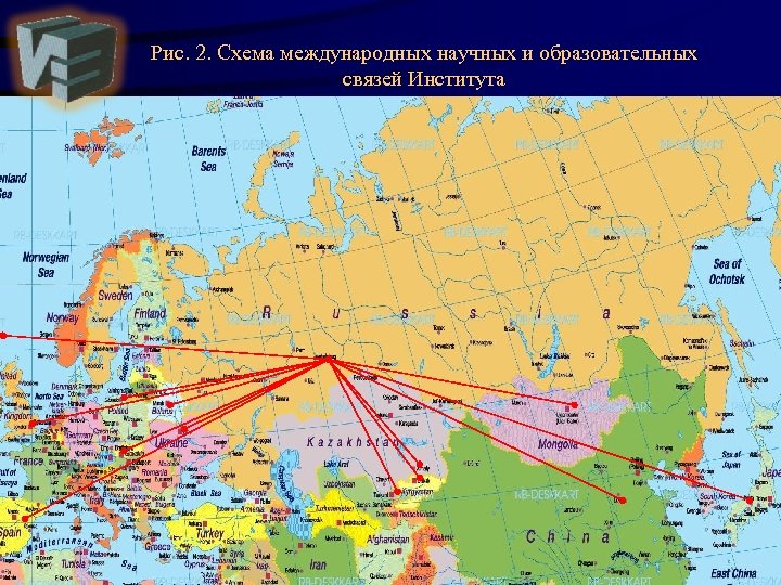 Рис. 2. Схема международных научных и образовательных связей Института 18 