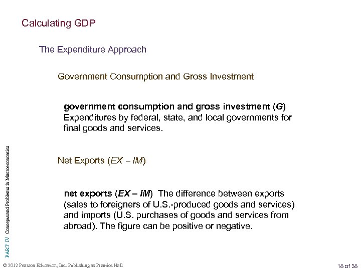 Calculating GDP The Expenditure Approach Government Consumption and Gross Investment PART IV Concepts and