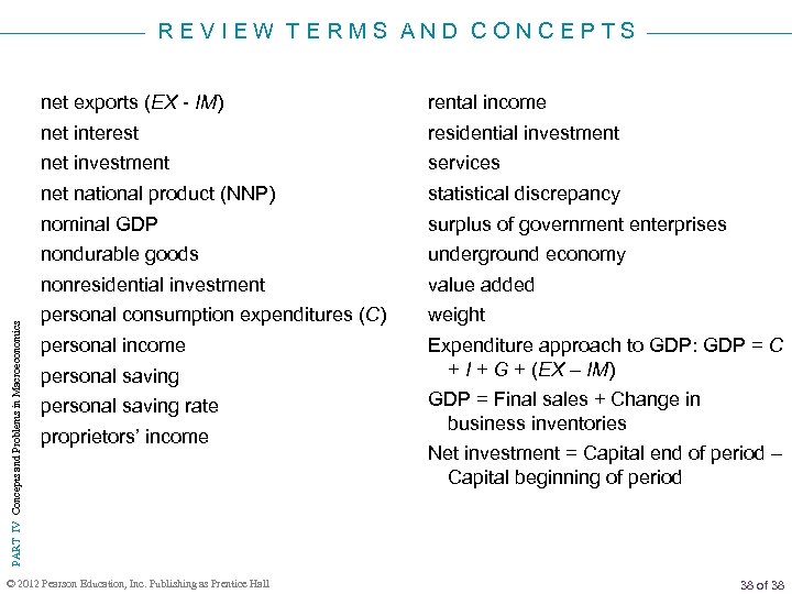 REVIEW TERMS AND CONCEPTS rental income net interest residential investment net investment services net