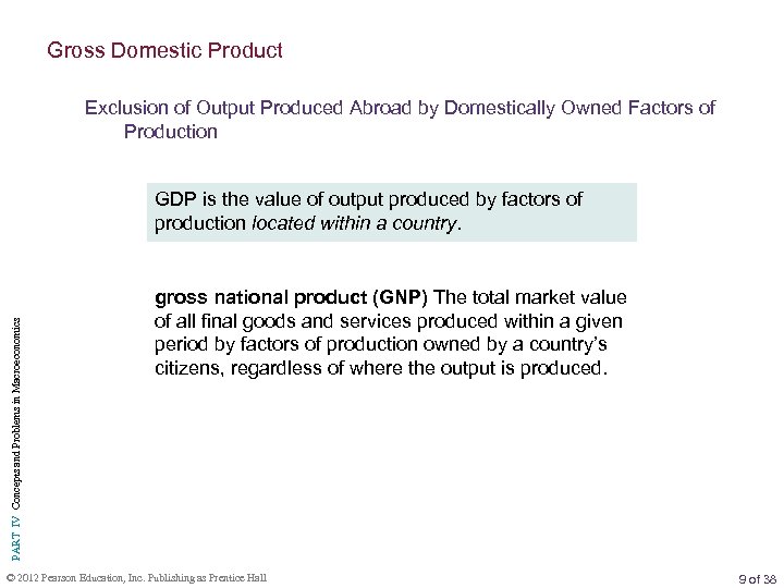 Gross Domestic Product Exclusion of Output Produced Abroad by Domestically Owned Factors of Production