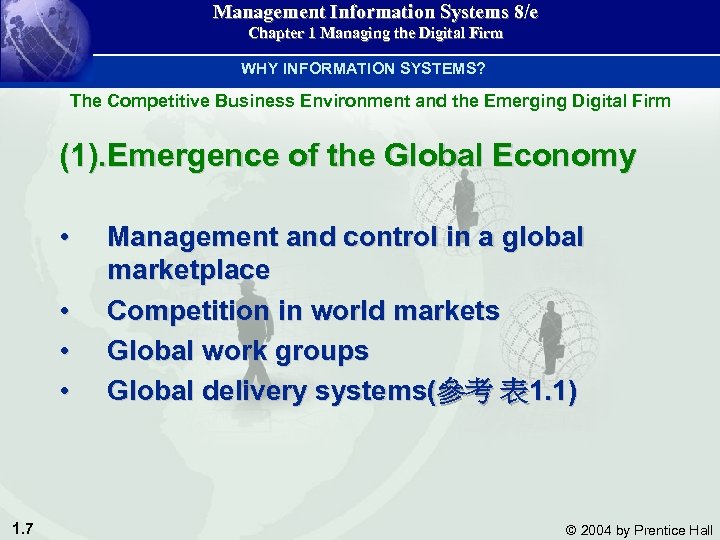 Management Information Systems 8/e Chapter 1 Managing the Digital Firm WHY INFORMATION SYSTEMS? The
