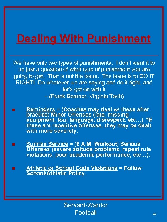 Dealing With Punishment We have only two types of punishments. I don’t want it