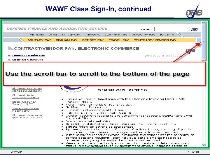 WAWF Class Sign-In, continued 3/15/2018 10 of 103 