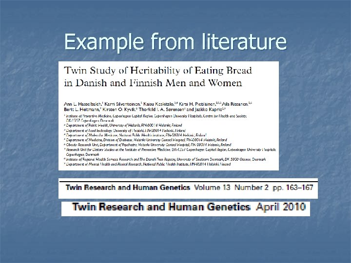 Example from literature 