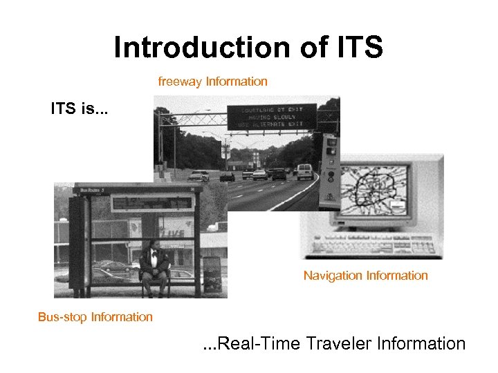 Introduction of ITS freeway Information ITS is. . . Navigation Information Bus-stop Information .
