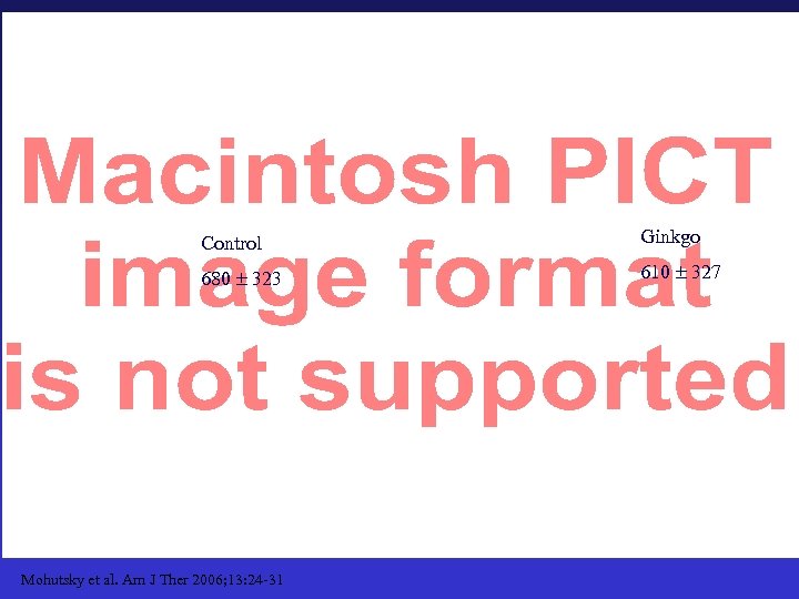 Control Ginkgo 680 323 610 327 Mohutsky et al. Am J Ther 2006; 13: