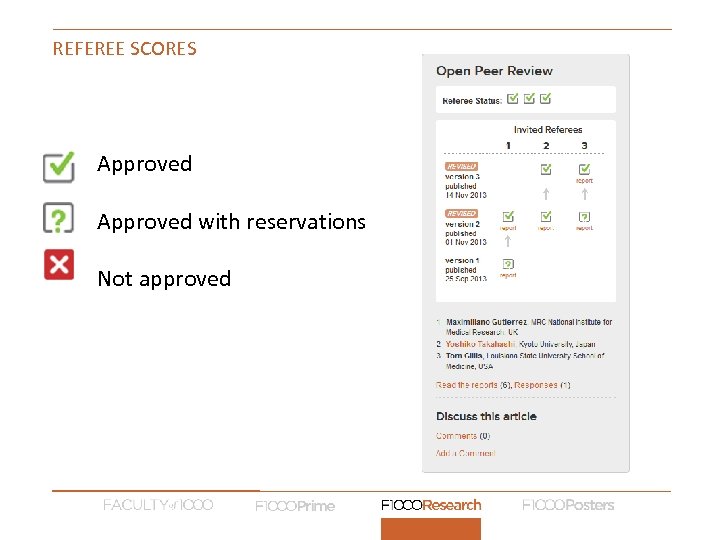 REFEREE SCORES Approved with reservations Not approved 