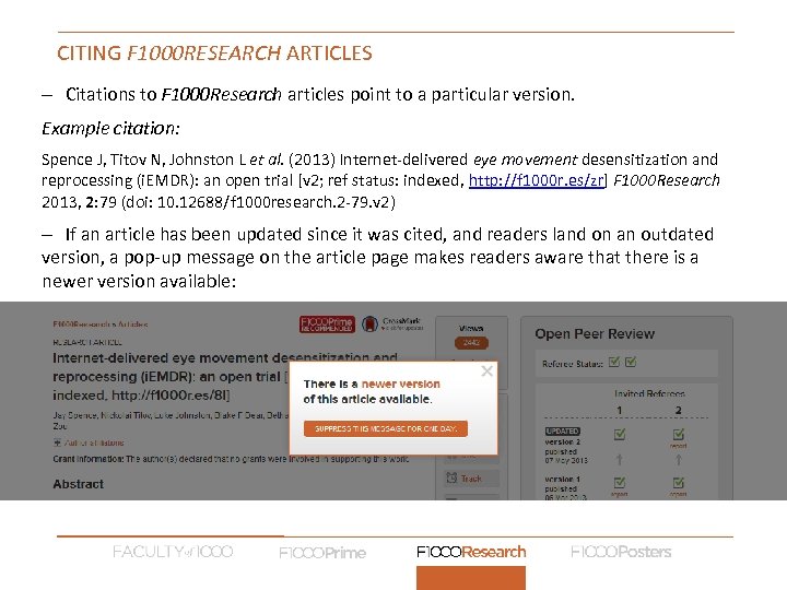 CITING F 1000 RESEARCH ARTICLES – Citations to F 1000 Research articles point to