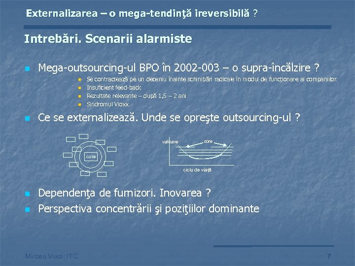 Externalizarea – o mega-tendinţă ireversibilă ? Intrebări. Scenarii alarmiste n Mega-outsourcing-ul BPO în 2002