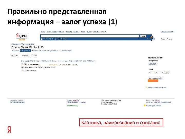 Правильно представленная информация – залог успеха (1) Картинка, наименование и описание 