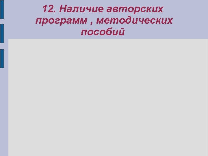 12. Наличие авторских программ , методических пособий 