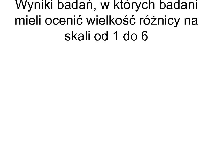 Wyniki badań, w których badani mieli ocenić wielkość różnicy na skali od 1 do