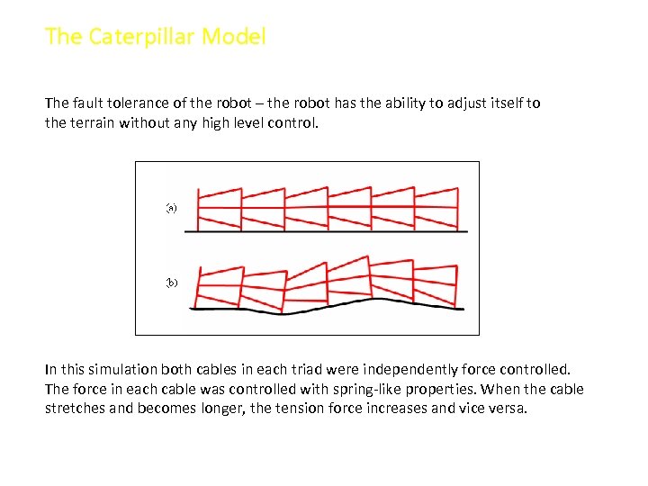 The Caterpillar Model The fault tolerance of the robot – the robot has the