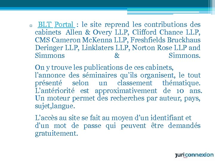 q BLT Portal : le site reprend les contributions des cabinets Allen & Overy