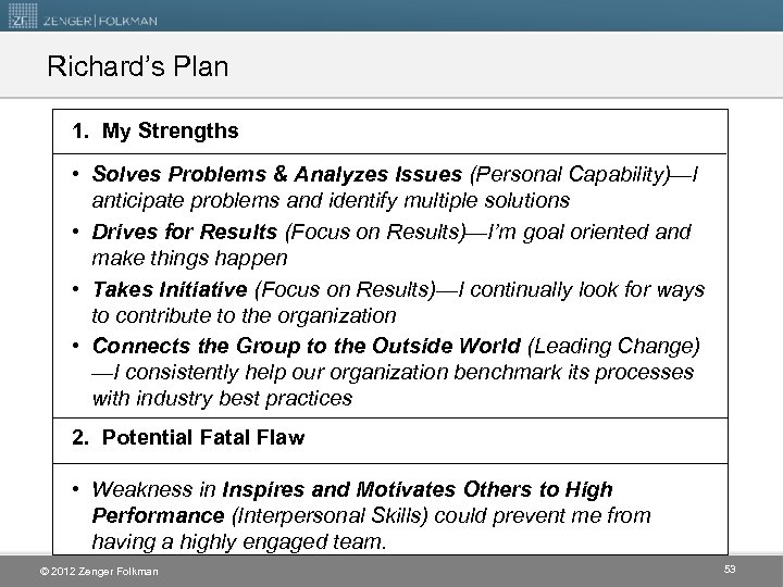 Richard’s Plan 1. My Strengths • Solves Problems & Analyzes Issues (Personal Capability)—I anticipate