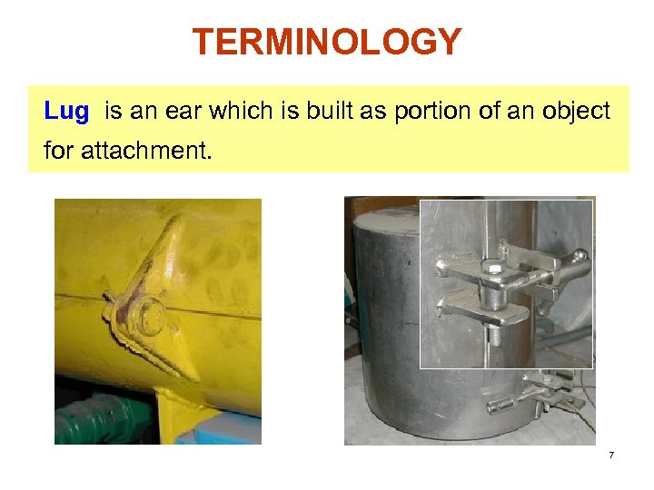TERMINOLOGY Lug is an ear which is built as portion of an object for