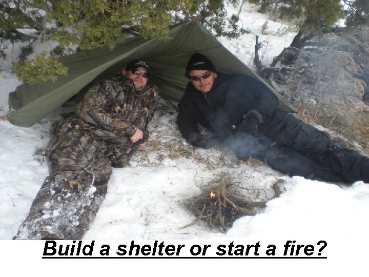 Build a shelter or start a fire? 