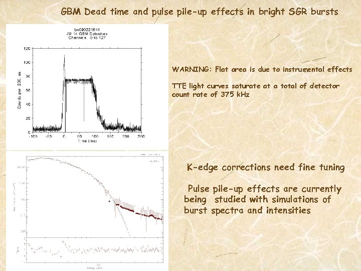 GBM Dead time and pulse pile-up effects in bright SGR bursts WARNING: Flat area