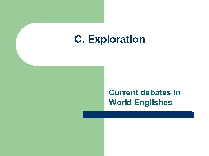 C. Exploration Current debates in World Englishes 