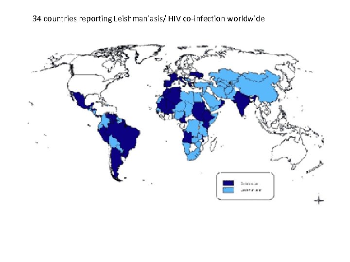 34 countries reporting Leishmaniasis/ HIV co-infection worldwide 