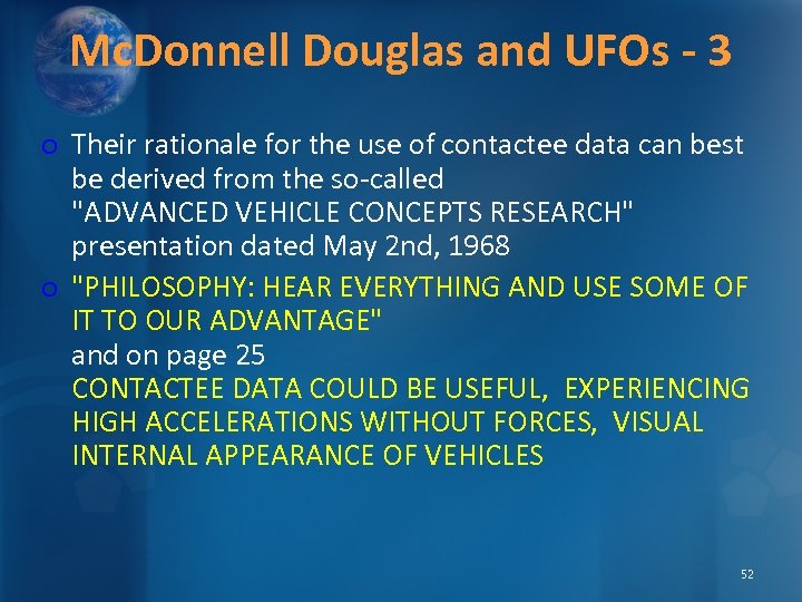 Mc. Donnell Douglas and UFOs - 3 o Their rationale for the use of