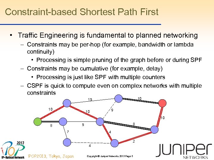 Constraint-based Shortest Path First • Traffic Engineering is fundamental to planned networking – Constraints