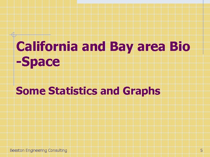 California and Bay area Bio -Space Some Statistics and Graphs Beeston Engineering Consulting 5