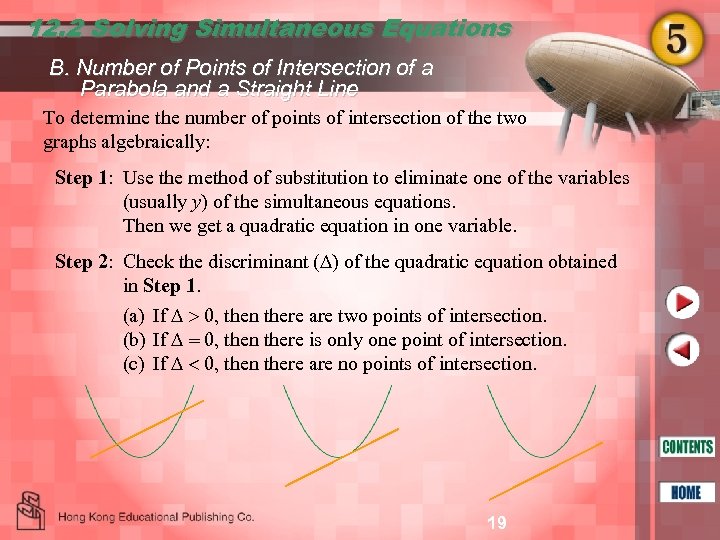 12. 2 Solving Simultaneous Equations B. Number of Points of Intersection of a Parabola