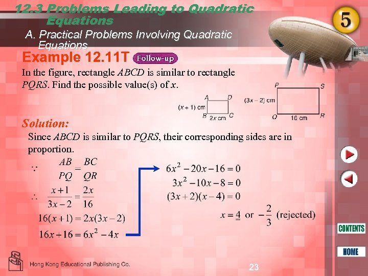 12. 3 Problems Leading to Quadratic Equations A. Practical Problems Involving Quadratic Equations Example