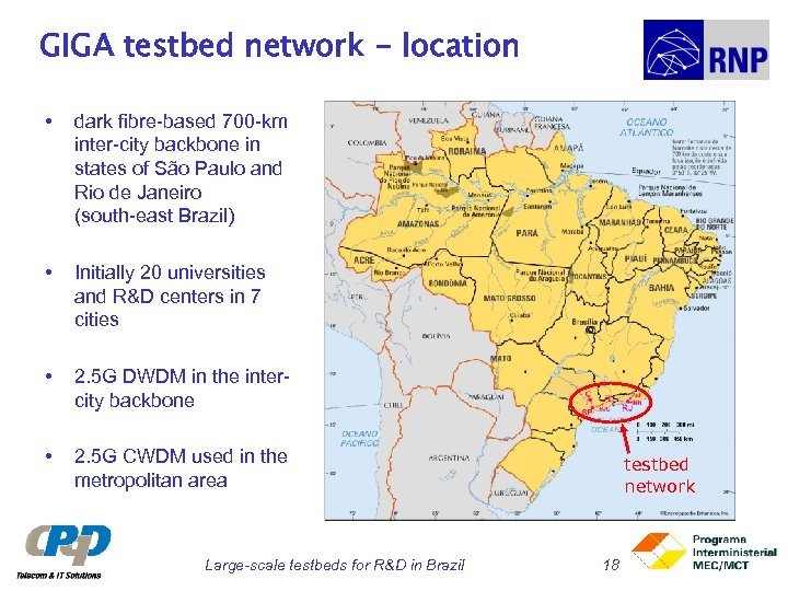 GIGA testbed network - location • dark fibre-based 700 -km inter-city backbone in states