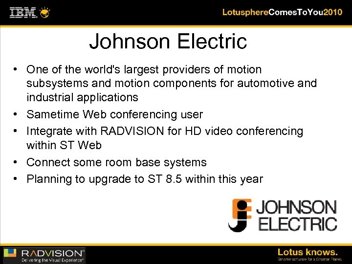 Johnson Electric • One of the world's largest providers of motion subsystems and motion