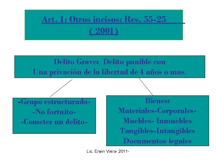 Art. 1: Otros incisos: Res. 55 -25 ( 2001) Delito Grave: Delito punible con