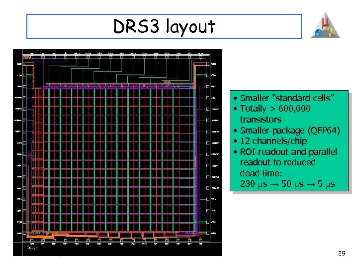 DRS 3 layout • Smaller “standard cells” • Totally > 600, 000 transistors •