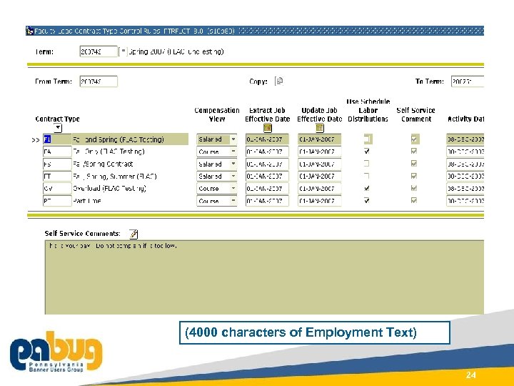 (4000 characters of Employment Text) Course ID 0391 24 