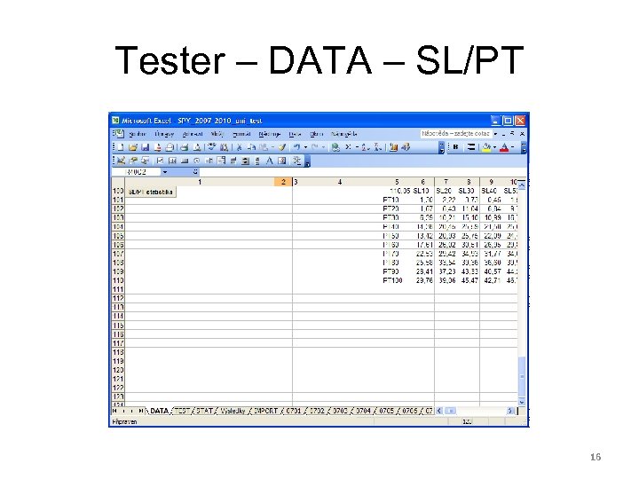 Tester – DATA – SL/PT 16 
