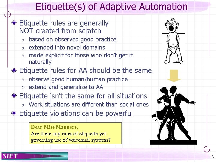 Etiquette(s) of Adaptive Automation Etiquette rules are generally NOT created from scratch Ø Ø