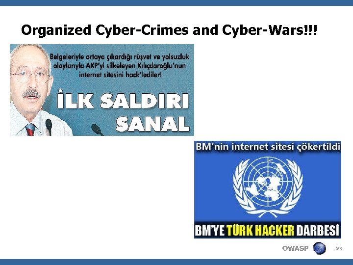 Organized Cyber-Crimes and Cyber-Wars!!! OWASP 23 