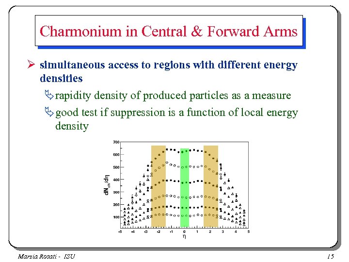 Charmonium in Central & Forward Arms Ø simultaneous access to regions with different energy