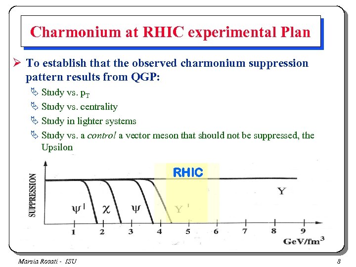 Charmonium at RHIC experimental Plan Ø To establish that the observed charmonium suppression pattern