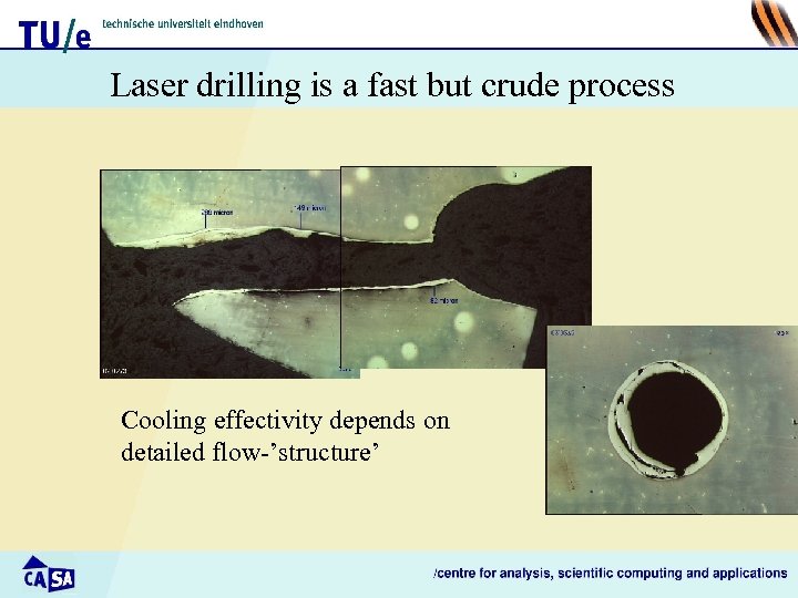 Laser drilling is a fast but crude process Cooling effectivity depends on detailed flow-’structure’