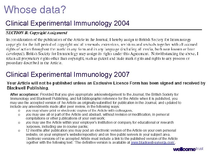 Whose data? Clinical Experimental Immunology 2004 Clinical Experimental Immunology 2007 