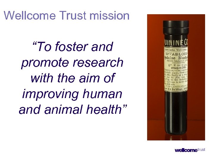 Wellcome Trust mission “To foster and promote research with the aim of improving human