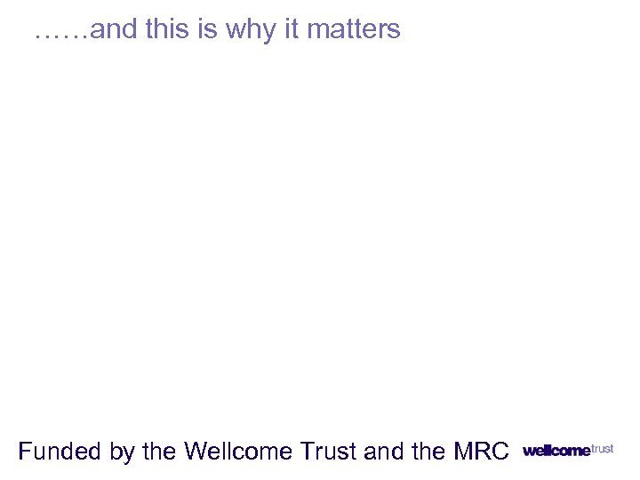 ……and this is why it matters Funded by the Wellcome Trust and the MRC