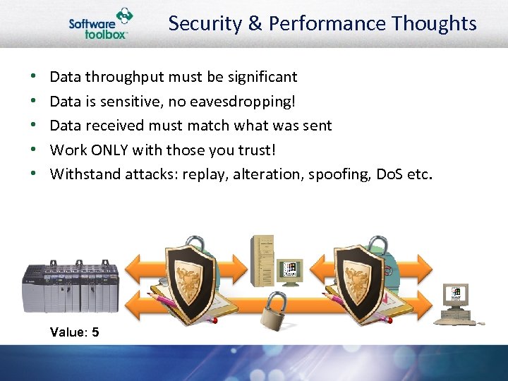 Security & Performance Thoughts • • • Data throughput must be significant Data is