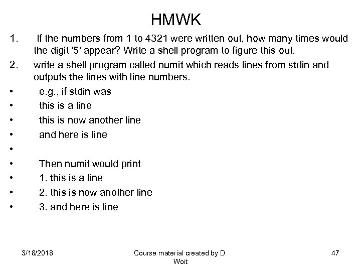 HMWK 1. 2. • • • If the numbers from 1 to 4321 were