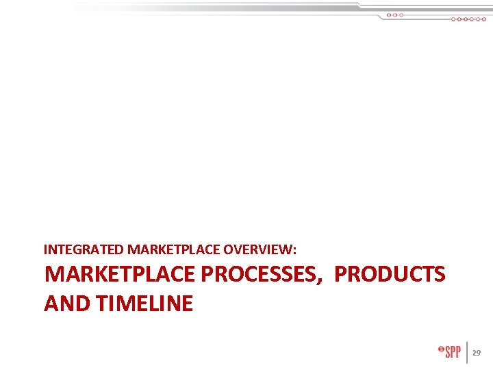 INTEGRATED MARKETPLACE OVERVIEW: MARKETPLACE PROCESSES, PRODUCTS AND TIMELINE 29 