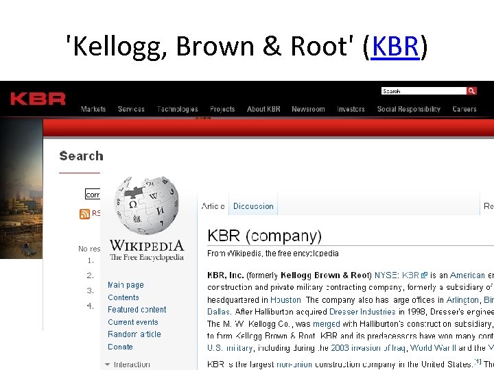 'Kellogg, Brown & Root' (KBR) 